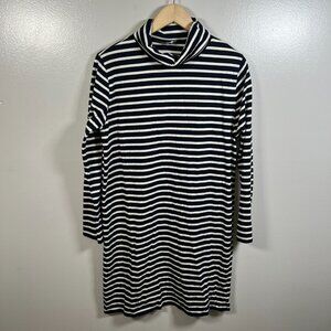 Kule Turtleneck Dress Size Large Navy Stripes Cotton Casual Work Preppy